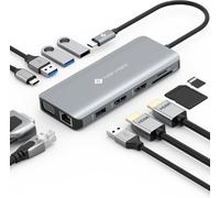 Docking Station 11 en 1,Hub USB C Double HDMI,Multiport Dock USB C vers USB x 4, PD 100W,Gigabit Ethernet,Lecteur de Carte SD/TF