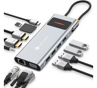 Docking Station Avec Double Moniteur, 12-En-1 Station D'Accueil Usb C Vers Dual Hdmi, Vga, 100W Pd, Ethernet Rj45, 4 Usb, Sd/Tf Hub Usbc Pour Macbook Pro Air Dell Lenovo