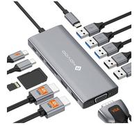 Docking Station D'Accueil Usb C 12-En-1 Docking Station Usb C 2 Hdmi Vga 5 Usb Ports 100W Pd Lecteur Sd/Tf Compatible Macboo