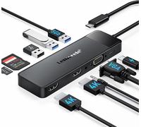 Docking Station D'Accueil Usb C, Adaptateur Hub Usb C 10 En 1 Vers Double Hdmi 4K, Vga, Usb 3.0, 2 Usb 2.0, 100W Pd, Sd/Tf, Aux 3,5 Mm Pour Macbook Pro/Hp/Dell/Lenovo/Acer Et Plus[Z667]