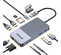 Docking Station, QGeeM USB C Hub 3.0 to Dual HDMI VGA Adapter,Triple Display, Dual Monitor Compatible with MacBook,Dell,HP,ThinkPad,All USB 3.0 Laptop