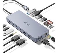Docking Station USB C,14-en-1 Dock USB C vers Dual HDMI,VGA,Ethernet,Mulit USB 3.0&2.0,100W PD,Type-C Data,SD/TF,AUX Jack pour Windows 11,10,Mac OS,and iPad OS