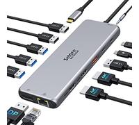 Docking Station USB C Dock USB C Double Monitor, 13 en 1 HUB USB C Dual HDMI, Displayport, USBC 3.1, PD 100W, USB 3.1/3.0/2.0, Ethernet RJ45, Stations d'accueil USBC Multiport pour MacBook HP Dell