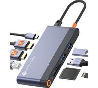 Docking Station USB C Double HDMI, 8-en-1 Hub USB C vers Dual HDMI 4K, Ethernet RJ45, USB 3.2, PD 100W, SD/TF Multiport Dock pour Macbook Pro/Air, Surface, HP, Dell, Lenovo