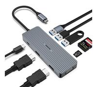Docking Station USB C HUB, 9 en 1 USB C HUB Station d'accueil avec 2 4K HDMI, VGA, 3 USB, 100W PD, SD/TF Compatible Windows & macOS