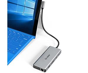 Docking Station, USB C Hub, TOTU 12 in 1 Surface Pro Docking Station with 4K HDMI, Ethernet, VGA, 92W PD, USB-C 3.0 and 2 USB 3.0 for MacBook Pro Air and Type-C Laptops with Thunderbolt 3 Or 4