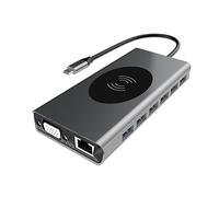 Docking Station USB C,Hub USB C HDMI, USB-C vers 3 USB 3.0, 4 USB 2.0, HDMI, VGA, RJ45,Lecteur de Cartes SD/TF,100W PD,Dock USB C Multiport 15 en 1 pour Appareils Type-C