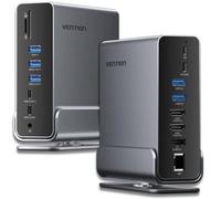 Docking USB Tipo-C Vention TPUH0- 2xHDMI- 1xDisplayPort- 3xUSB Tipo-C- 5xUSB- 1xRJ45- 1xLector de Tarjetas- 1xJack 3.5- 1xUSB Ti
