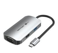 Docking USB Tipo-C Vention TQAHB- 1xHDMI- 1xUSB- 1xVGA- 1xUSB Tipo-C PD- Gris