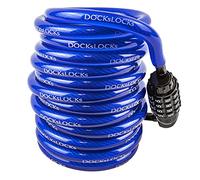 DocksLocks Câble de sécurité spiralé antivol résistant aux intempéries avec serrure à combinaison réinitialisable pour kayaks, vélos, paddleboards et plus encore 1,5 m