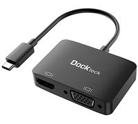 dockteck Adaptateur USB C vers VGA HDMI 4K à 60 Hz, USB C VGA 1080P, Adaptateur USB C 2 en 1 Hub Thunderbolt 3 vers HDMI VGA pour MacBook Pro/Air, iPad Pro/Air, Chromebook, Surface Pro/Go