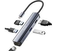 Dockteck Hub USB C, 5 en 1 Adaptateur USB C Aluminium vers Ethernet RJ45 avec HDMI 4K,3 USB 3.0, pour Surface Pro 8/9,MacBook Pro/Air M1 2021, iPad Pro/Air 4/Air 5 2022