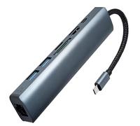 Dockteck Hub USB C 7 en 1 avec HDMI 4K 30 Hz, Ethernet 1 Gbit/s, alimentation 100 W, emplacements pour carte SD/TF, ports de données USB 3.0 pour MacBook, iPad Pro, XPS