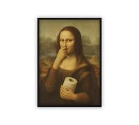 dockyardos® Poster humour pour salle de bain et WC - Mona Lisa se bouche le nez en tenant du papier toilette - décoration murale drôle pour toilettes, WC humoristiques et art mural amusant