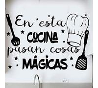Docliick DC-18018 Sticker en vinyle pour cuisine ou restaurant Phrase en espagnol (En esta cocina pasan cosas mágicas)