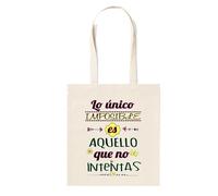 Docliick. Sac fourre-tout avec phrase motivante et message. Cadeau motivant pour femme. Sac en tissu avec message motivant. 100 % coton Modèle, Écru, 25-Si el plan no funciona