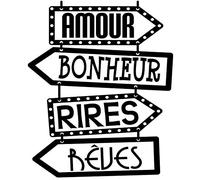 Docliick Sticker mural décoratif en français "AMOUR, BONHEUR.." Autocollants muraux en français de phrases célébres.Autocollant lettre Docliick DC-143-FR