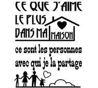 Docliick® Sticker mural décoratif en français "CE QUE J'AIME.." Autocollants muraux en français de phrases célébres.Autocollant lettre Docliick DC-105-FR