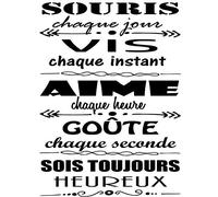 Docliick® Sticker mural décoratif en français "SOURIS CHAQUE JOUR.." Autocollants muraux en français de phrases célébres.Autocollant lettre Docliick DC-021-FR
