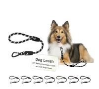 DOCO Laisse pour chien de grande taille - Laisse réfléchissante avec poignée en silicone souple, laisse légère et durable pour la marche et la course - Noir, largeur - 1,27 cm, longueur - 50,8 cm