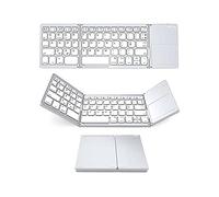 Docooler Clavier BT sans Fil Mini Clavier Pliant Clavier BT Portable Ultra Mince avec Écran Tactile pour Windows/Android/iOS Argent