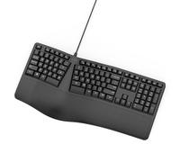 docooler Clavier ergonomique Clavier filaire K110 Clavier arqué Touches incurvées Repose-poignet rembourré Clavier pleine grandeur Touches d'expression Bureau d'entreprise 110 touches Noir