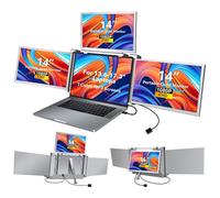 docooler Écran d'extension pour ordinateur portable de 14 pouces Moniteur portable à quatre écrans FHD 1080P Pilote de conception rotatif et foable Installation rapide avec 1 câble pour 3 écrans