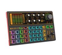 Docooler K300 Carte son en direct avec plusieurs effets de mixage DJ, modificateur de voix et lumière LED pour streaming, podcasting, enregistrement de jeu