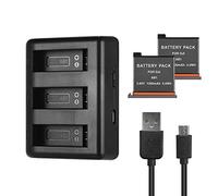 Docooler Kit de chargement 3 canaux avec 2 batteries Li-ion 1300 mAh et câble de charge USB pour caméra d'action OSMO