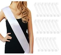 Docooniver Lot de 20 écharpes vierges blanches en satin pour concours de beauté, senior, 2022, écharpes unies personnalisées