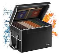DocSafe - Boîte de rangement ignifuge avec couvercle, boîte de rangement pliable pour documents à suspendre, classeur juridique, boîte de rangement avec poignée - Noir