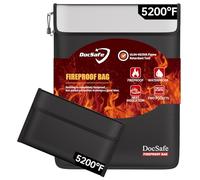 DocSafe Lot de 2 grands sacs ignifugés de 39,4 x 29,2 cm avec revêtement en silicone liquide, résistant au feu et à l'eau, avec fermeture éclair, grand sac isotherme à 8 couches pour objets de valeur