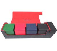 docsmagic.de Premium Magnetic Tray Long Box Black/Red Large + 4 Flip Boxes Mix 1- Noir/Rouge