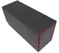 docsmagic.de Premium Magnetic Tray Long Box Black/Red Small - Card Deck Storage - Boîte de Rangement Noir/Rouge