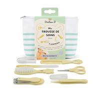 Docteur B - Trousse de Soins Bébé avec 7 Essentiels | Coupe-Ongles, Ciseaux Sécurisés, Brosse, Peigne, Lime, Pince Nez | Dès la Naissance | Kit de Toilette Portable | Pochette Rayée Incluse