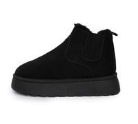 Docteur Bottes S Basses pour Femmes Chaudes et Confortables Bottes d'Hiver en Laine Véritable pour le Confort et la Chaleur Bottes Bottes Bottes de Neige Mini 36, Noir , 44 EU