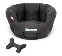 Doctor Bark - Lit pour chien rond - Panier douillet pour petit chien avec coussin orthopédique réversible et ToyBone - Lavable jusqu'à 95 °C - Fabriqué en Allemagne (S - 40 x 35 cm, gris)