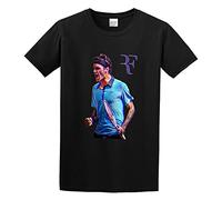 Doctor Li 2015 U.S. Open Tennis Superstar Roger Federers Unisex 100% Cotton Short-Sleeve T-Shirts Black S