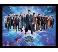 Doctor Who - Gerahmtes Poster "60 Years Of Doctors" PM8160 (30 cm x 40 cm) (Blau/Schwarz)