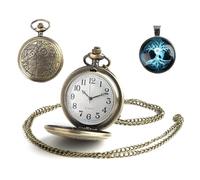 Doctor Who Montre de poche pour homme avec boîtier en bronze, quartz vintage, cadran blanc et chaîne pendentif rétro, disponible en longueurs de 30 cm et 50 cm