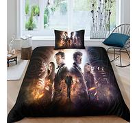 Doctor Who Parure De Lit Single（135x200cm） Personne 2 Pièces Ultra Doux 3D Animation Housse De Couette en Microfibre avec Fermeture Éclair Enfant GarçOn Fille avec Taies D'Oreillers