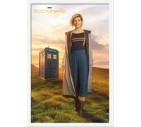 Doctor Who - Poster - 13th Doctor + cadre amovible, Shinsuke® Maxi MDF blanc, vitre acrylique