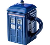 Doctor Who Tardis Tasse à café avec couvercle, céramique, 450ml, bleu