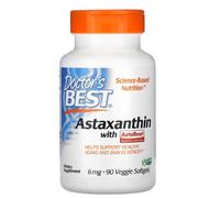 Doctor's Best Astaxanthine avec AstaPure, 6 mg - 90 Gélules Végétariennes | Antioxydant Puissant pour la Santé des Yeux et de la Peau