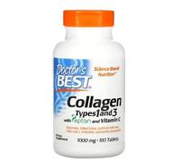 Doctor's Best Collagène Types 1 et 3 avec Vitamine C, 1000mg - 180 Comprimés | Soutien pour la Peau et les Articulations | Qualité Supérieure