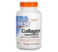 Doctor's Best Collagène Types 1 et 3 avec Vitamine C, 500mg - 240 Comprimés | Soutien pour la Peau et les Articulations | Qualité Supérieure