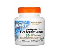 Doctor's Best Fully Active Folate 400 avec Quatrefolic, soutient la santé cardiovasculaire et nerveuse, 90 gélules végétaliennes, vitamine B bioactive pour une meilleure absorption
