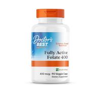 Doctor's Best, Fully Active Folate (Acide Folique), avec Quatrefolic, 400 mcg, 90 Capsules végétaliennes, Vitamine C, Testé en Laboratoire, Haute Dose, Sans Gluten, Sans Soja, Sans OGM