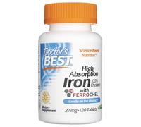 Doctor's Best High Absorption Iron with Ferrochel 27 mg - 120 Comprimés