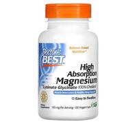 Doctor's Best Magnésium À Haute Absorption, 105 Mg, 120 Capsules Végétales (52,5 Mg Pièce)